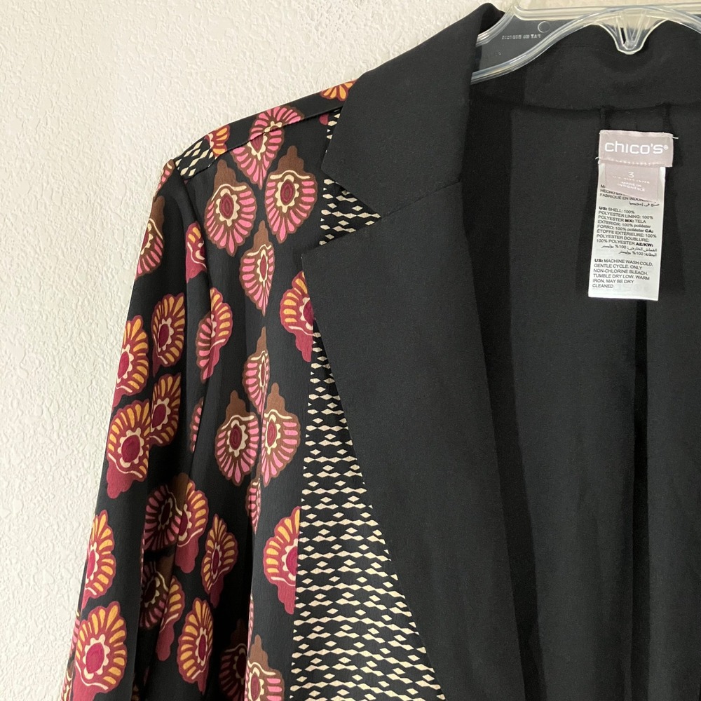 CHICO'S Mixed Print Open Front Topper Jacket XL Lagenlook Artsy Career - Picture 3 of 12